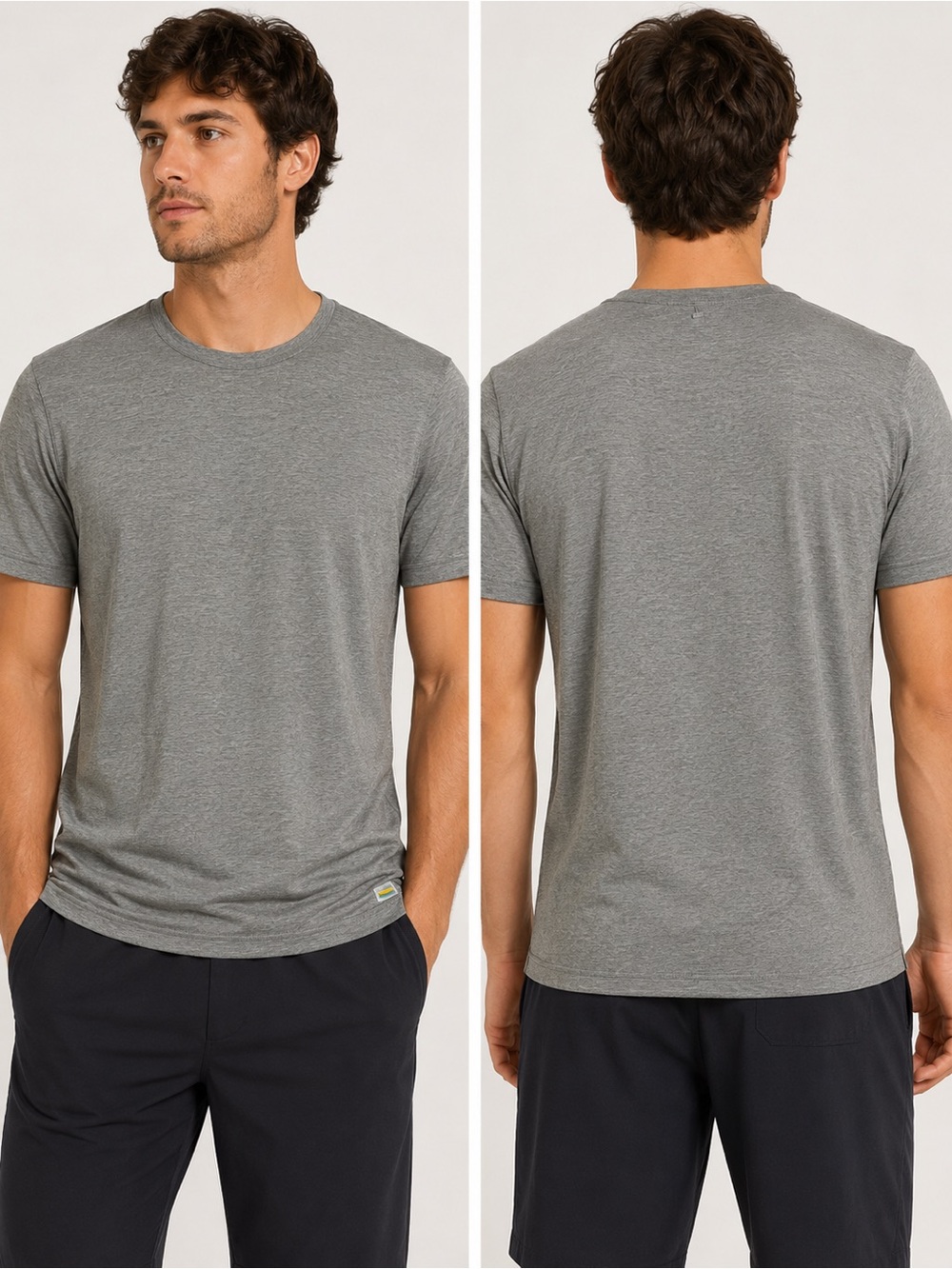 Vuori Men’s Heather Gray Performance Crew Neck Athletic T-Shirt Medium
